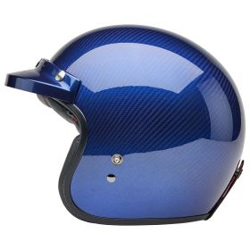 Casque Jet Cafe Racer BELL Custom 500 Carbon Steve Mcqueen Lemans Bleu Métallisé