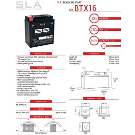 Varta YTX16-4,YTX16-BS 514902022. Batteria per moto Varta 14Ah 12V