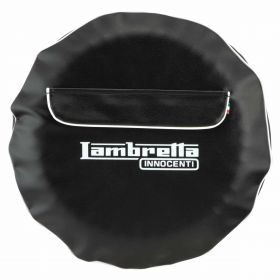 Housse de roue de secours Lambretta Innocenti en simili cuir noir avec sac inclus