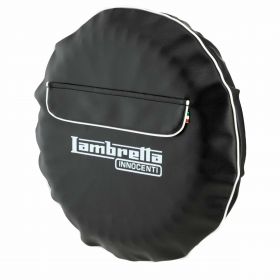 Housse de roue de secours Lambretta Innocenti en simili cuir noir avec sac inclus