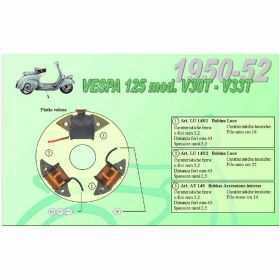 CEAB Coil Dynamo 43mm Löcher 5,2mm Höhe 13,5mm schwarzes Kabel 180mm