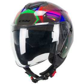 Casque Jet CGM 126S IPER DISCO Graphite Vert Fuchsia