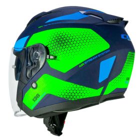 Casco Jet CGM 136G DNA GALAXY Blu Verde Fluo Opaco