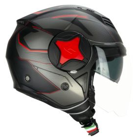 Demi Jet Helmet CGM 169G ILLI SPORT Black Red Matt