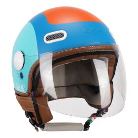 Casque Jet CGM 191G PIX SPRINT Bleu Céleste Orange Mat Longue Visière