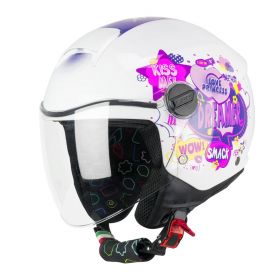 Casque Jet de Moto Enfant CGM 261G MINI COMICS Blanc Fuchsia