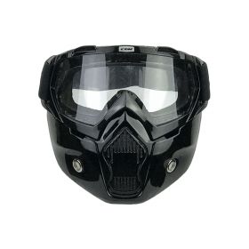 Abnehmbare Motorradmaske CGM 740M Glänzend Schwarz Transparente Linse Zugelassen