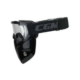 Abnehmbare Motorradmaske CGM 740M Glänzend Schwarz Transparente Linse Zugelassen