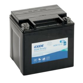 Exide Bike AGM Batterie 12V 30 Ah 430A Motorrad mit 6 Säureflaschen inklusive