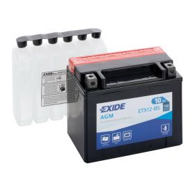 Exide Bike AGM Batterie 12V 10 Ah 150A Motorrad mit 6 Säureflaschen inklusive