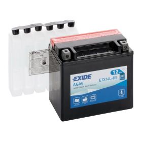 Exide Bike AGM Batterie 12V 12 Ah 200A Motorrad mit 6 Säureflaschen inklusive