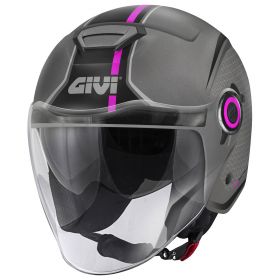Jet Helmet GIVI 12.5 Graphic Touch Matt Titanium Pink
