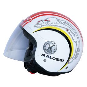 Casque Jet Malossi Brillant Blanc Rouge