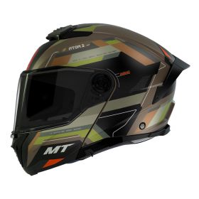 Casque Modulable MT Helmets Atom 2 SV Bast A6 Noir Vert Brun Mat