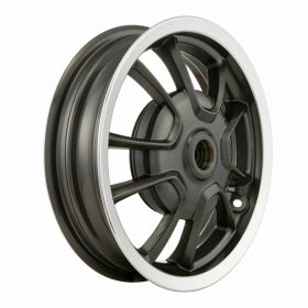 Dark Gray Aluminum Rear Rim Vespa 12 with Silver Edge 140mm