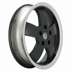 PIAGGIO 12 Inch Wheel Matte Black Aluminum Silver Edge 5 Spokes ET 20mm