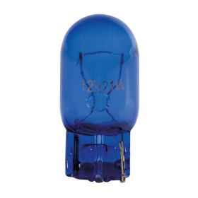 Lampada Pilot Blue Dyed Glass zoccolo vetro 21W 12V W3X16d 2pz