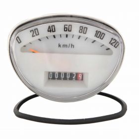 REPRO TEILE Compteur de vitesse ovale 81x61 mm 120 km/h Cadran blanc Chiffres noirs