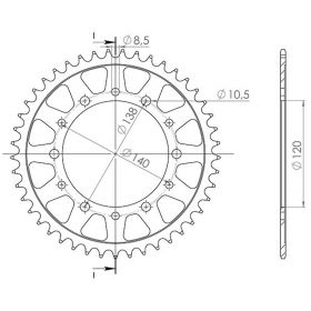 CORONA IN ACCIAIO PASSO 520 - Z 38 DENTI (DIS.00007)