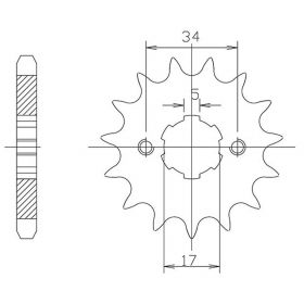 PIGNONE PASSO 520 - Z 12 DENTI (DIS.00517)