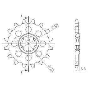 PIGNONE PASSO 520 - Z 14 DENTI (DIS.00519)