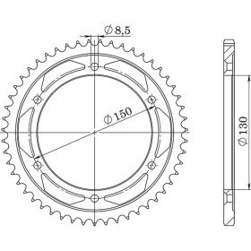 CORONA IN ACCIAIO PASSO 428 - Z 51 DENTI (DIS.10226)