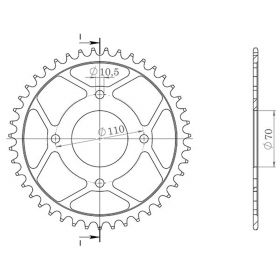 CORONA IN ACCIAIO PASSO 520 - Z 44 DENTI (DIS.10310)