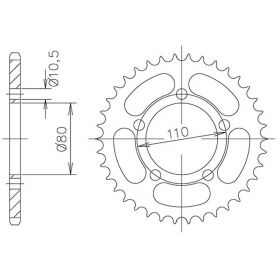 CORONA IN ACCIAIO PASSO 520 - Z 36 DENTI (DIS.10403)