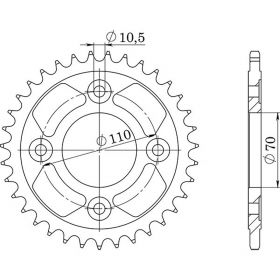 CORONA IN ACCIAIO PASSO 520 - Z 35 DENTI (DIS.10406)