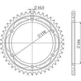 CORONA IN ACCIAIO PASSO 530 - Z 44 DENTI (DIS.10609)