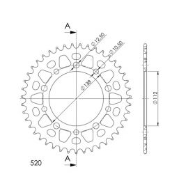 CORONA IN ALLUMINIO PASSO 520 - Z 43 DENTI (DIS.11509)