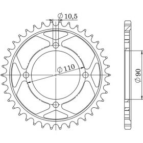 CORONA IN ACCIAIO PASSO 530 - Z 38 DENTI (DIS.12402)