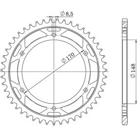 CORONA IN ACCIAIO PASSO 525 - Z 47 DENTI (DIS.14603)