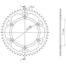 CORONA IN ACCIAIO PASSO 520 - Z 42 DENTI (DIS.14801)