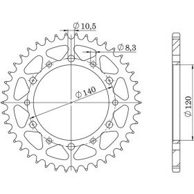 CORONA IN ACCIAIO PASSO 520 - Z 44 DENTI (DIS.16302)