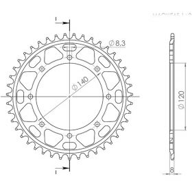 CORONA IN ACCIAIO PASSO 520 - Z 43 DENTI (DIS.16501)