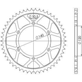 CORONA IN ACCIAIO PASSO 525 - Z 44 DENTI (DIS.16605)