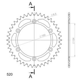 CORONA IN ALLUMINIO PASSO 520 - Z 42 DENTI (DIS.17204)