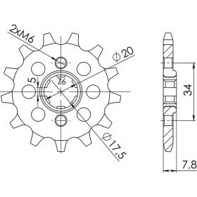 PIGNONE PASSO 520 - Z 12 DENTI (DIS.20305)