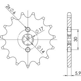 PIGNONE PASSO 420 - Z 14 DENTI (DIS.24101)