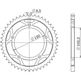 CORONA IN ACCIAIO PASSO 420 - Z 47 DENTI (DIS.35104)