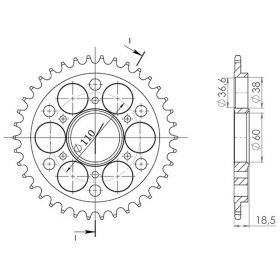 CORONA IN ACCIAIO PASSO 525 - Z 40 DENTI (DIS.50801)