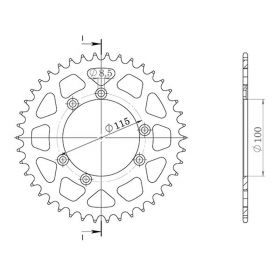 CORONA IN ALLUMINIO PASSO 520 - Z 44 DENTI (DIS.93303)