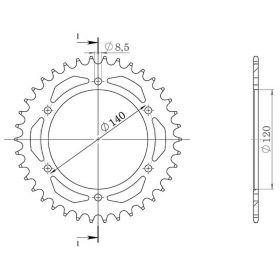 CORONA IN ACCIAIO PASSO 520 - Z 38 DENTI (DIS.10311)