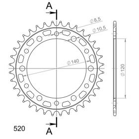 CORONA IN ACCIAIO PASSO 520 - Z 36 DENTI (DIS.10337)