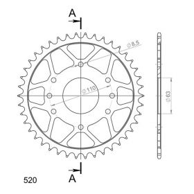 CORONA IN ACCIAIO PASSO 520 - Z 42 DENTI (DIS.71202)