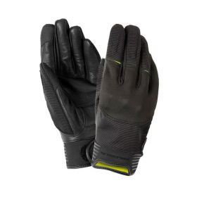 CE Gloves 12 Months with Genuine Leather Palm TUCANO URBANO KRILL Black/Fluorescent Yellow