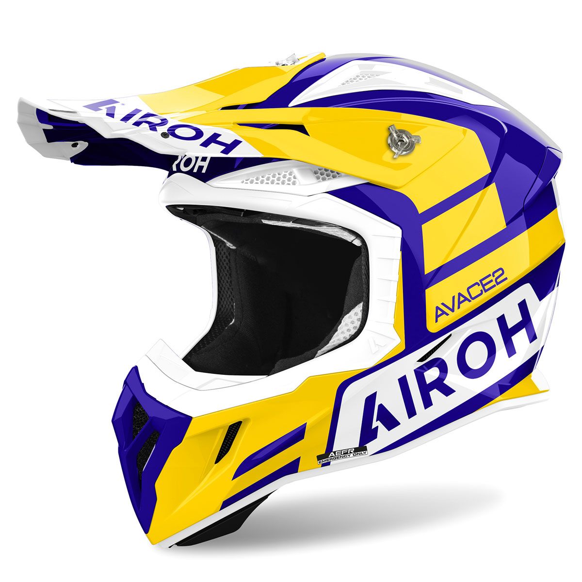 AIROH AV22A08 casco motocross aviator ace 2 sake blu giallo lucido