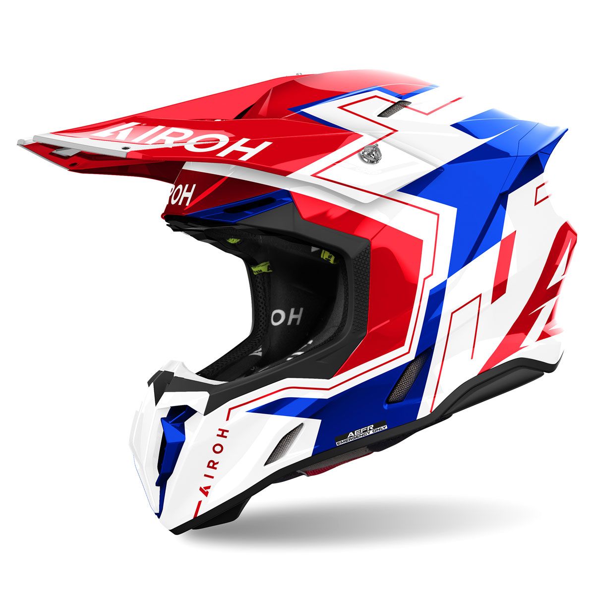 AIROH TW3D55 casco motocross twist 3 dizzy bianco blu rosso lucido