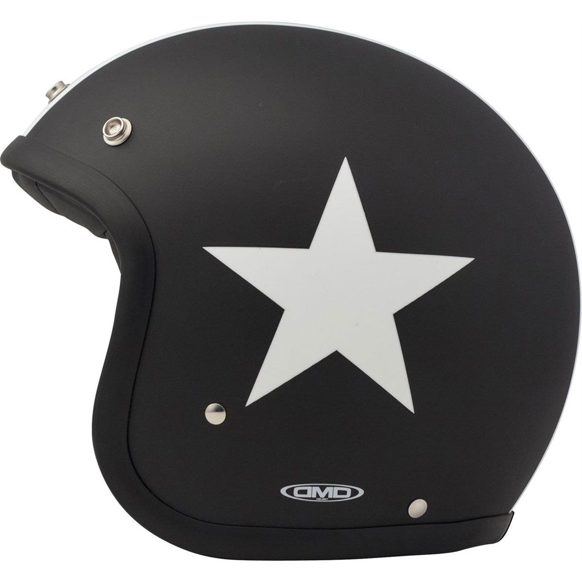 DMD DMDSB1 jet helmet cafe racer vintage star black white